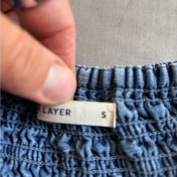 Marine Layer Bea Chambray Midi Skirt Smocked Waist Soft Flowy Cottagecore Small - Picture 6 of 10